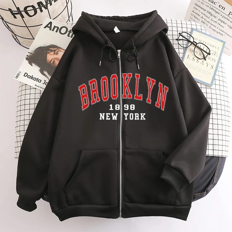 2022 Trend New BROOKLYN NEW YORK Gothic Zipper Y2K Men/ Women Hoodie Punk Fashion Personality Sweatshirt Unisex Streetwear Top