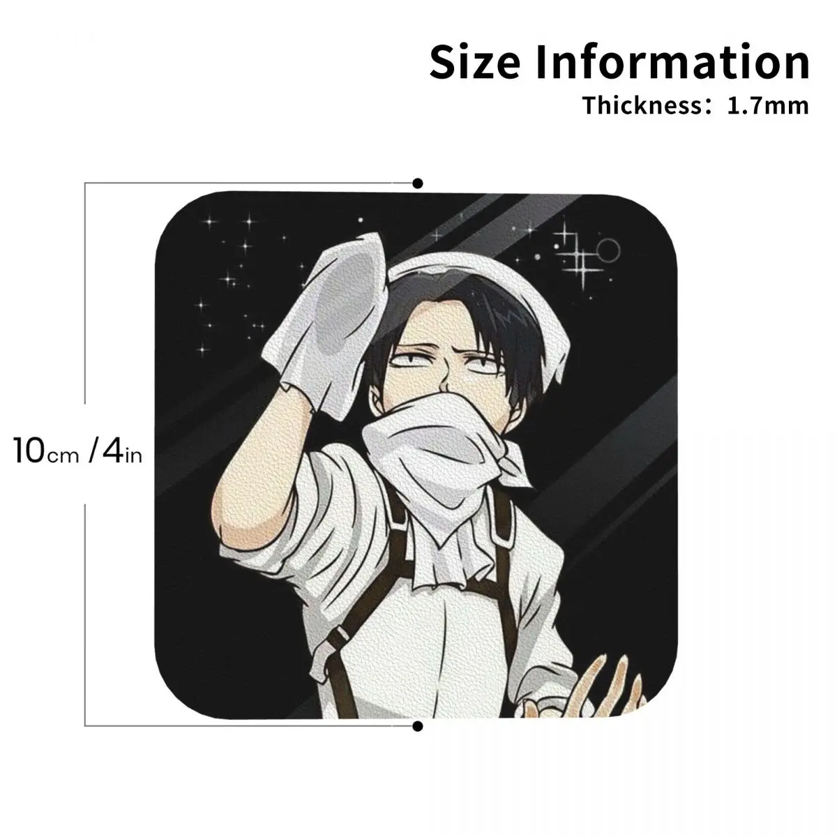 Levi Ackerman Attack On Titan Coasters Leather Placemats Non-slip Insulation Coffee Mats For Home Kitchen Dining Pads Set of 4