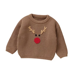 1-3Y Winter Baby Knitted Sweaters Cute Reindeer Knitted Newborn Infant Boys Girls Christmas Knitwear Top Casual Outwear Pullover