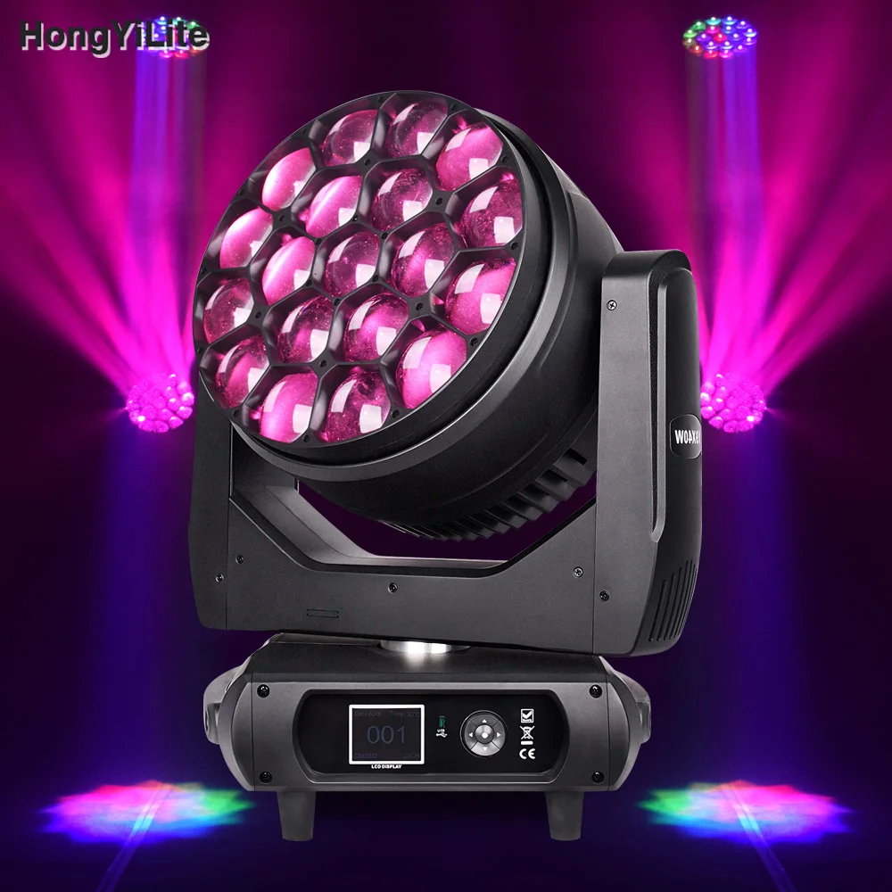 

HongYiLite 19x40W Bee Eyes Effect Light K15 Style Motorized Mirror DMX512 102Ch CTO Dyeing Beam for Stage Concert Festival