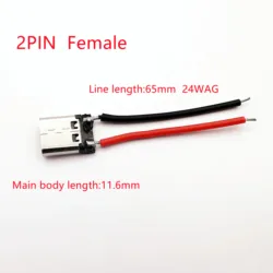 Type-C 2pin Soldered Female Base W/ Wire Typec Female Socket For Mobile Phone Charging Type -c Port Charging Interface Jack