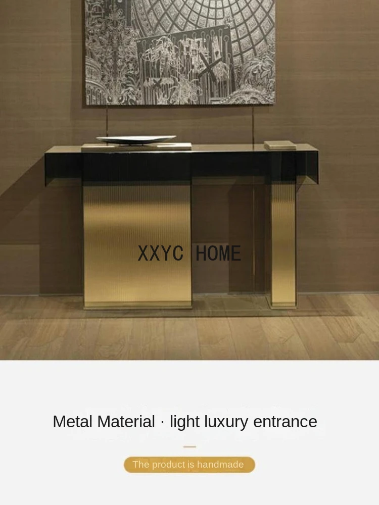 Light Luxury Stainless Steel Entrance Cabinet Living Room Wall A Long Narrow Table Side View Table Simple Table