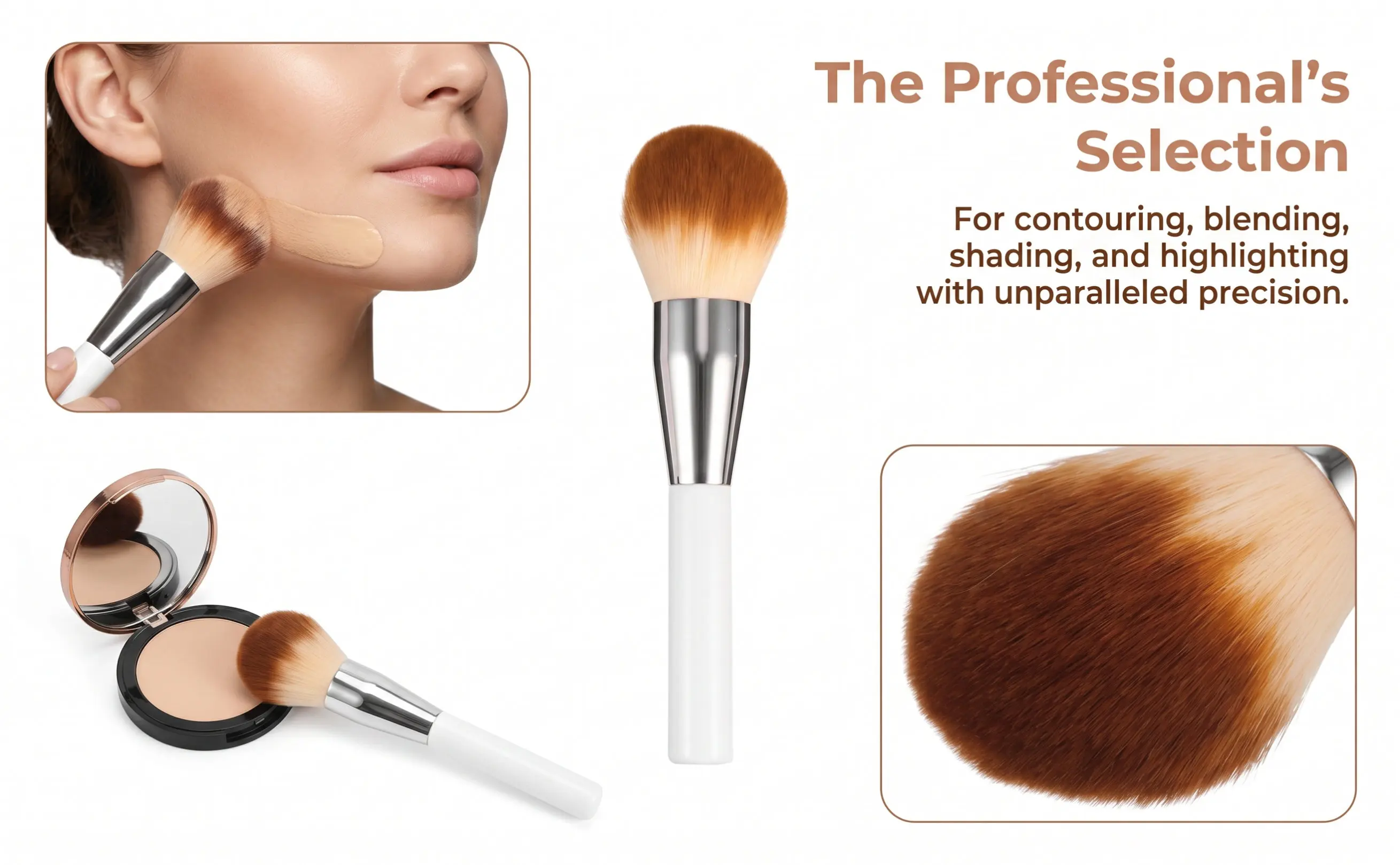 High-Density Cosmetics Makeup Brush Premium Synthetic Makeup Brush for Foundation Blending Liquid Cream Powder Blush