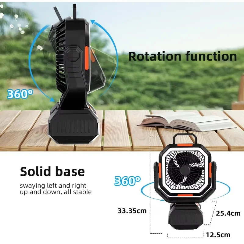 40,000mAh Portable Rechargeable Fan - 3-in-1 Camping Fan with LED Power Bank (3 Speed Settings,Ultra-Long Battery Life, - view 4