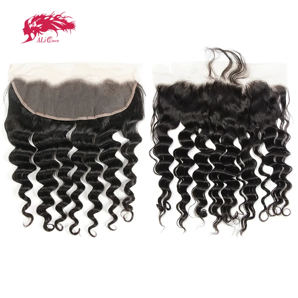 

Волосы Ali Queen, свободные глубокие 13x4, 13x6, кружевные фронтальные человеческие волосы, HD, кружевная застежка, оригинальные необработанные волосы, натуральный цвет, свободная часть