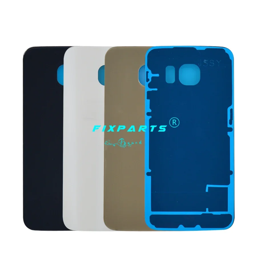 Tampa traseira de vidro para samsung galaxy s6, g920f, g920, g925, g928, borda s6 + borda s6 plus, adesivo adesivo