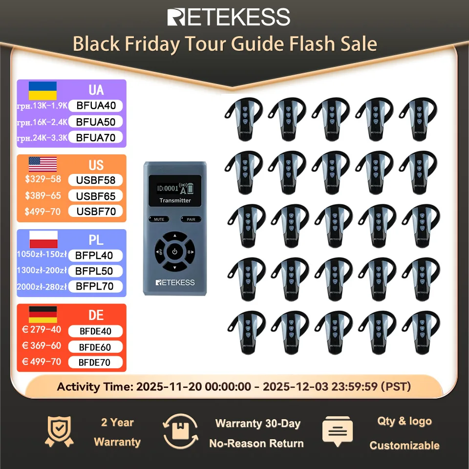 Система экскурсовода Retekess TT106S с ушным крючком, система аудиовременного руководства для музея, конференций, посетителей на заводе, перевода церкви,беспроводной наушник с заушной дужкой Система экскурсовода Retekess TT106S с ушным крючком, система аудиовременного руководства для музея, конференций, посетителей на заводе, перевода церкви,беспроводной наушник с заушной дужкой