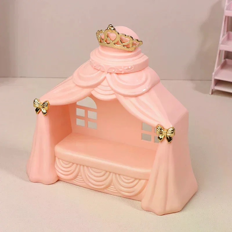 1/12 casa de bonecas mini cama de princesa modelo acessórios de móveis para casa de boneca decoração crianças fingir jogar brinquedos presente