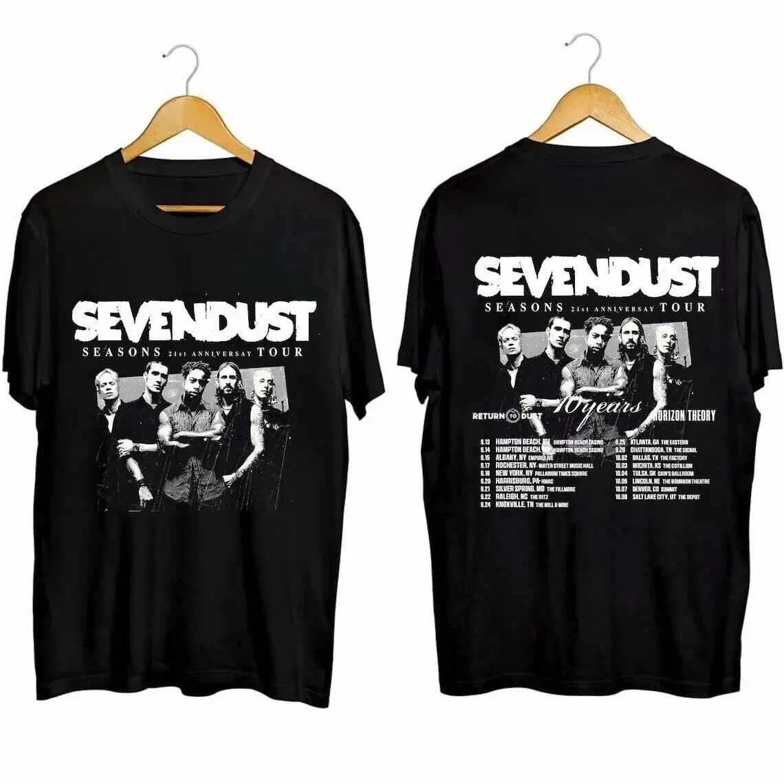 Sevendust Temporada 21o aniversario Tour 2024 Camisa, regalo para fanáticos