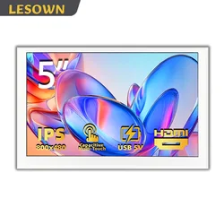 LESOWN 5 inch Tiny Monitor mini HDMI Touch Screen 800x480 IPS White Small Computer Temp Data LCD Display for Aida64 CPU GPU