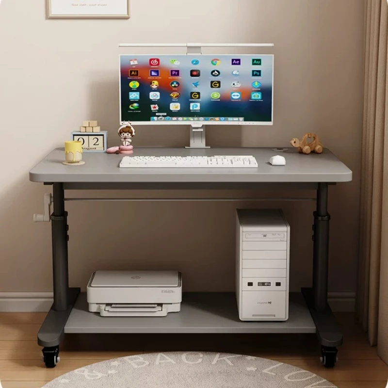 Heavy Duty Height Adjustable Carbon Steel Mobile Workstation with I Shaped Legs and Swivel Caster Table for Home Office Use