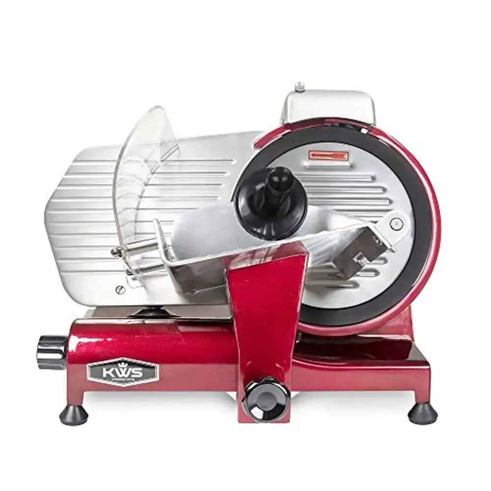 Premium 10-Inch Electric Meat Slicer Red Teflon Blade 320W Power Aluminum Alloy Base Silent Motor