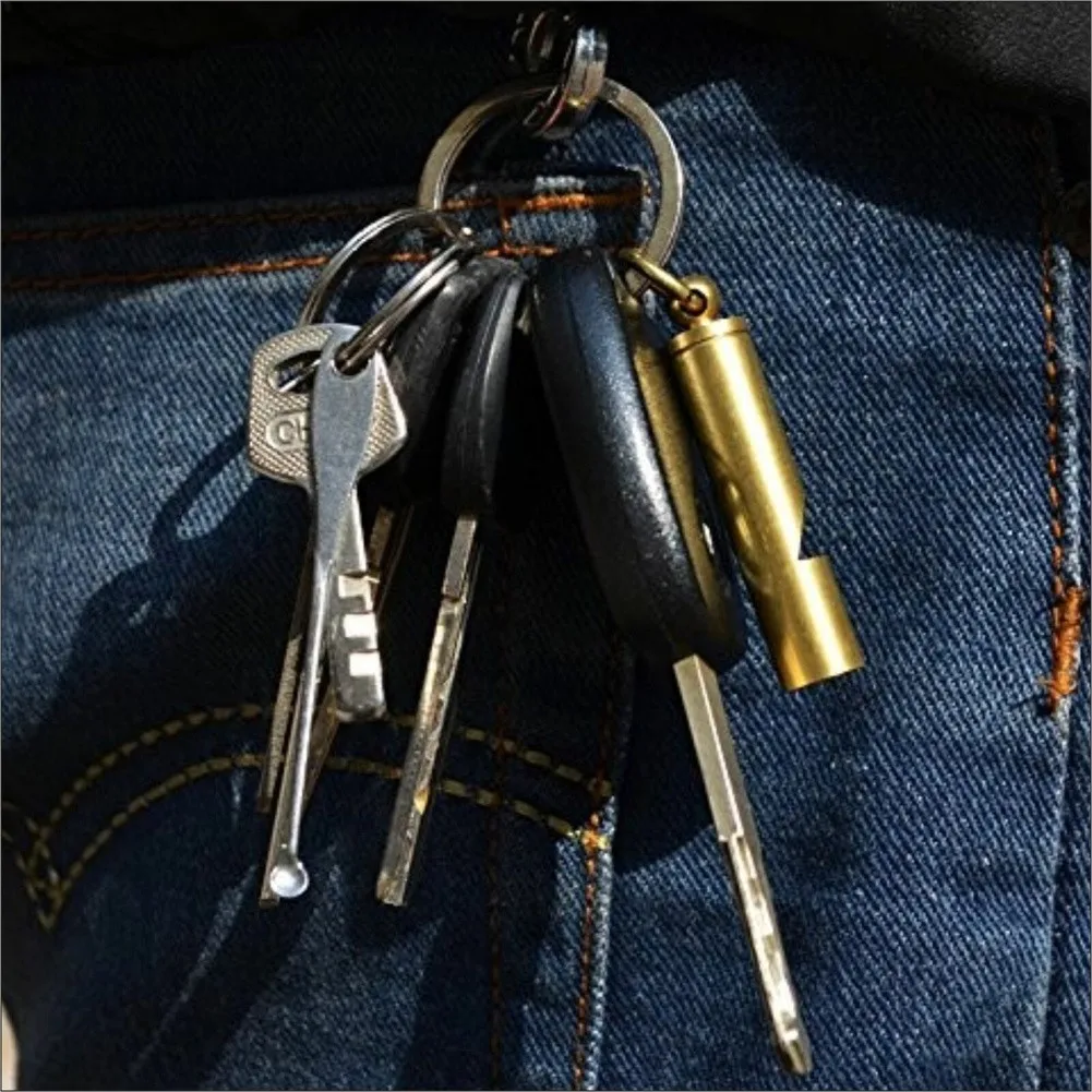 Newest Reliable Useful Hot Sale Tools Brass Whistle 10mm 1mm 41.5mm Metal Mini Pet Training Portable Survival Yellow