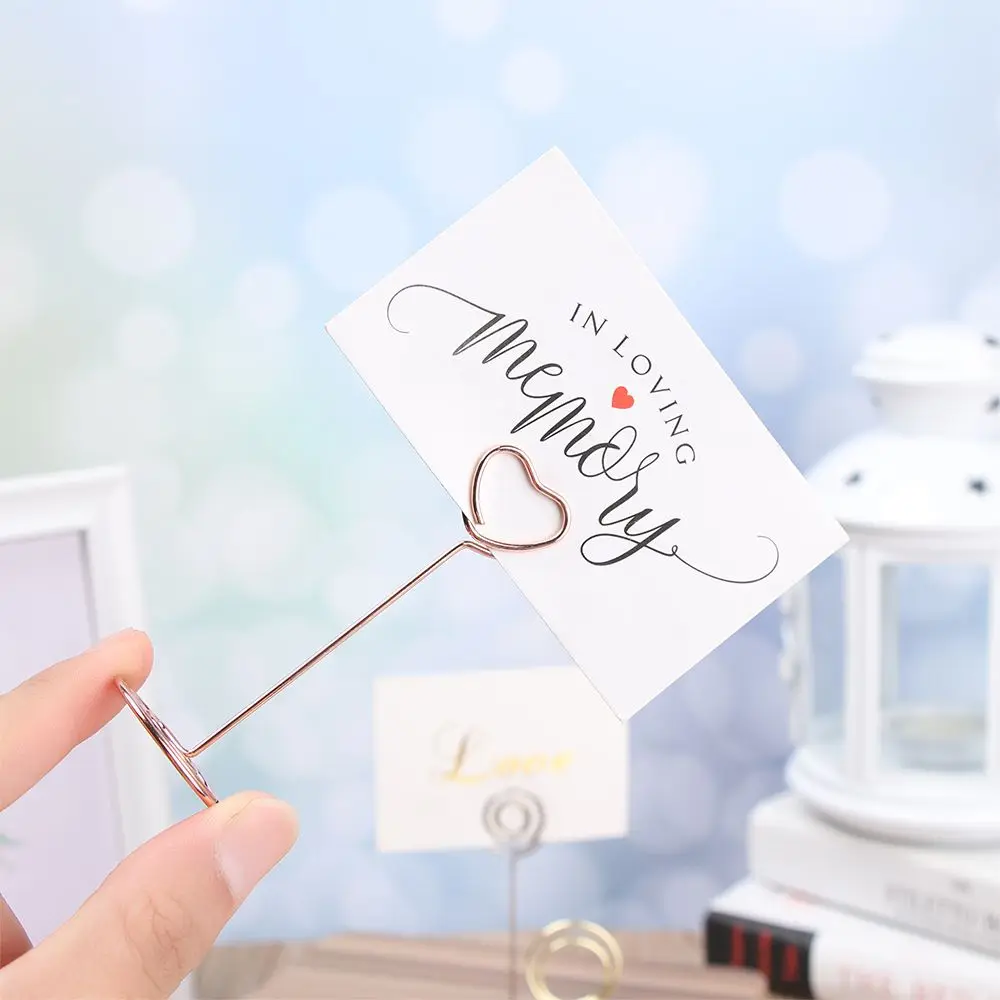 1/5pcs Romantic Fashion Paper Clamp Desktop Decoration Heart Shape Place Card Table Numbers Holder Clamps Stand Photos Clips