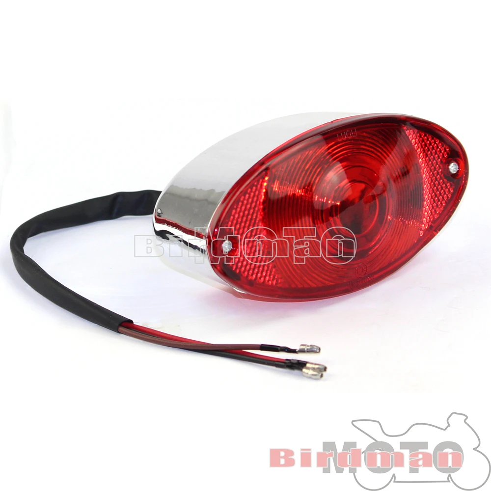 Unviersal Motorcycle Tail Light Red Cat Eye Taillight Rear License Plate Brake Stop Lamp For Cafe Racer Chopper Bobber Custom