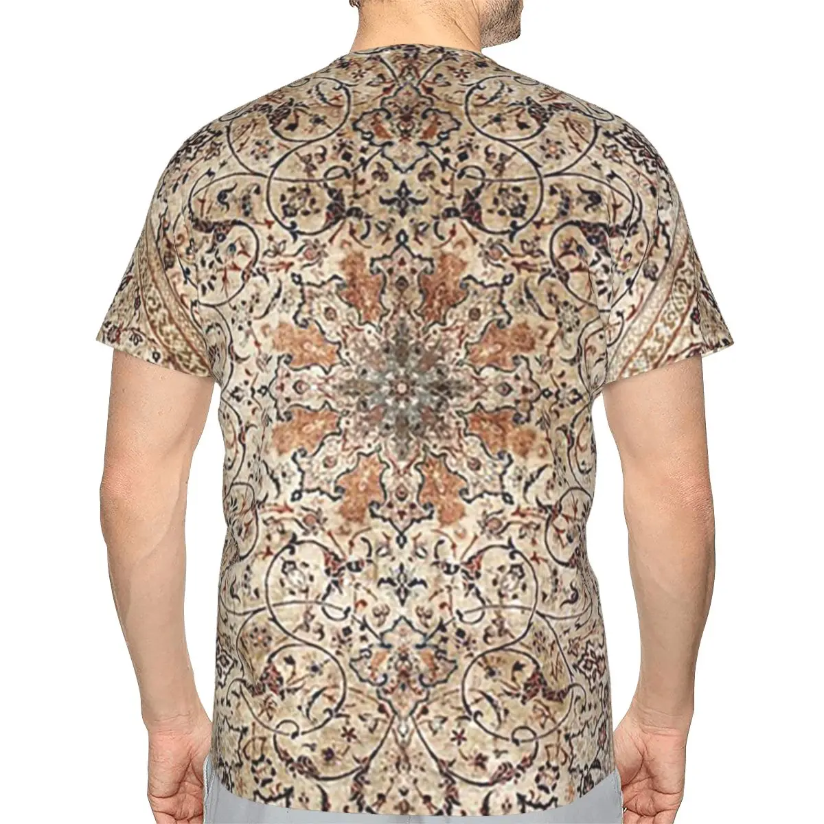 Silk Esfahan Persian Carpet Print 100% Cotton T-Shirt Men'sFunny T Shirts Men Crew Neck Short Sleeve