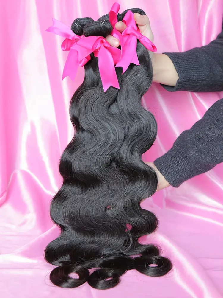 

30, 32-дюймовые бразильские пучки объемной волны, необработанные 100% человеческие волосы Remy, натуральные волнистые пучки, необработанные наращивание волос