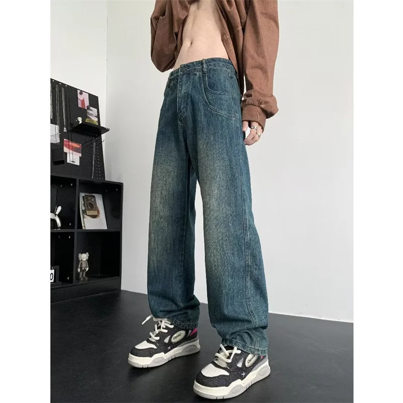 

Men Jeans Stretch Loose Light Blue Casual Denim Pants Men's Cloting Full Length Trousers 2024 New Arrivals Streetwear A120