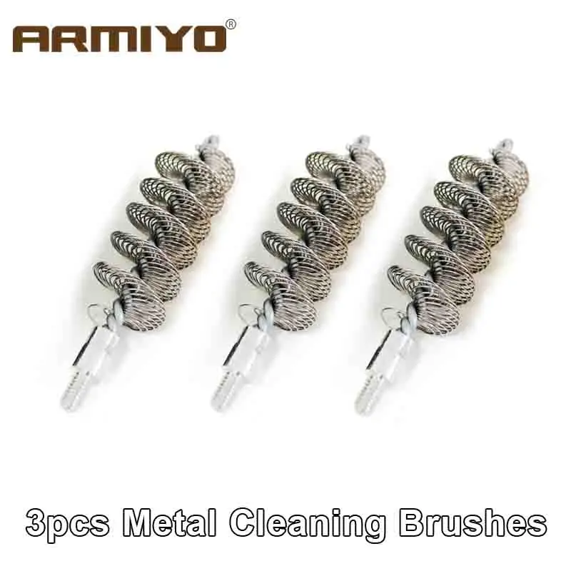 Armiyo 3 teile/satz 12GA 18,5mm Durchmesser Pipeline Reiniger Wolle Metall Borsten Pinsel Jagd Reinigung Kit Gewinde Größe 10-32T – Detail 4