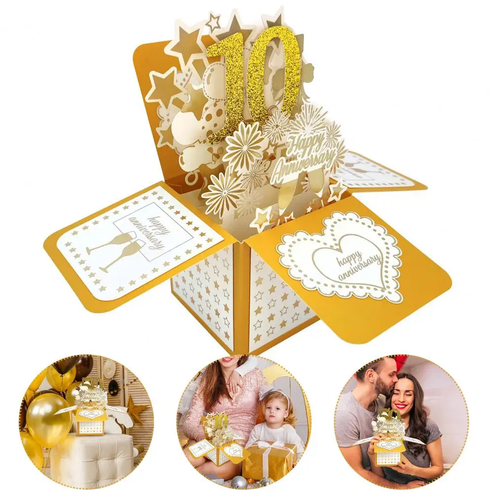 Anniversary Greeting Card 3D Design Vibrant Colors Long-lasting Funny 10th/20th/50th Wedding Anniversary Pop Up Card