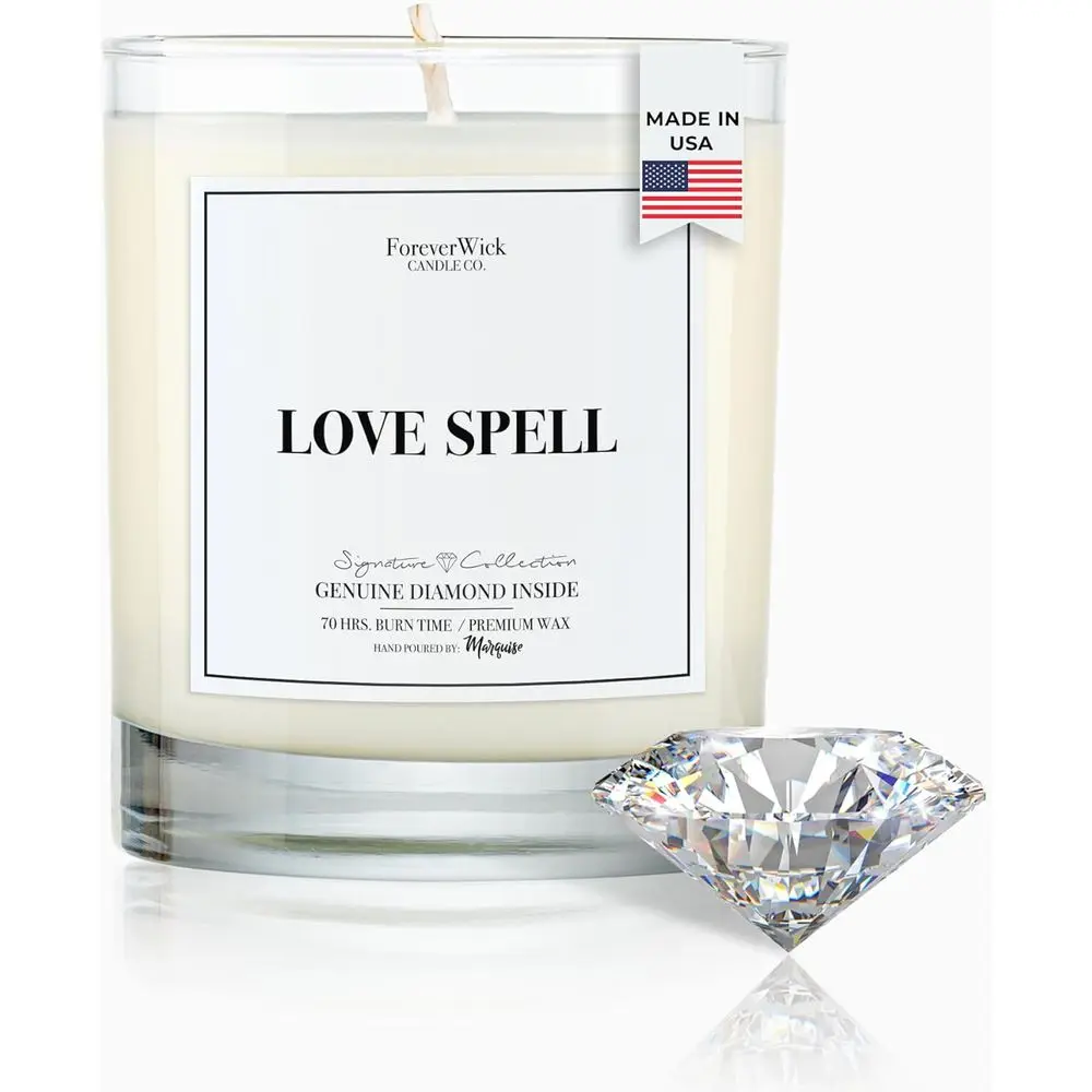 נר הפתעה של Love Spell Lush ruit עם יהלום בפנים |   ס |   נרות סויה ריחניים מתנה לנשים או נר ארומתרפי |   אורגני S