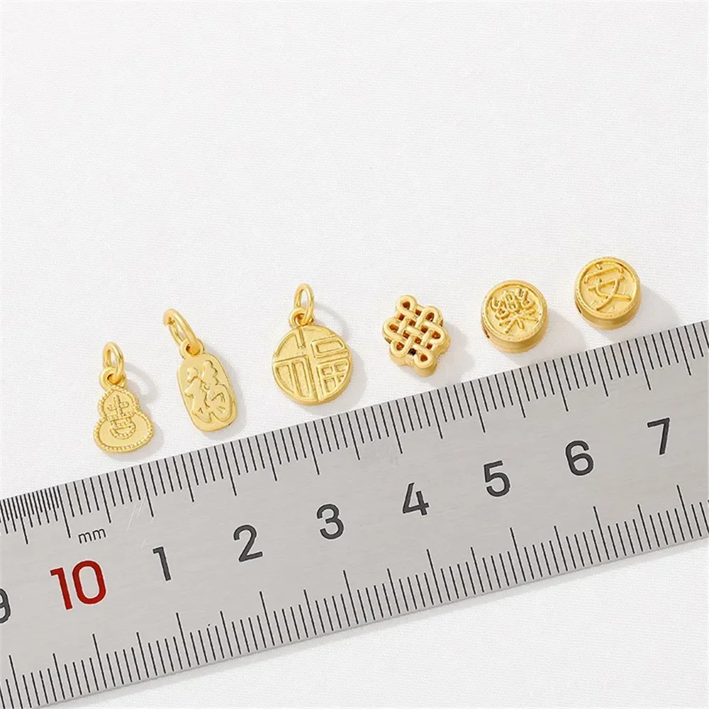Ancient Gold Blessed Gourd Pendant with Auspicious Clouds Separated Beads Handmade DIY Bracelet Accessories String  Materials