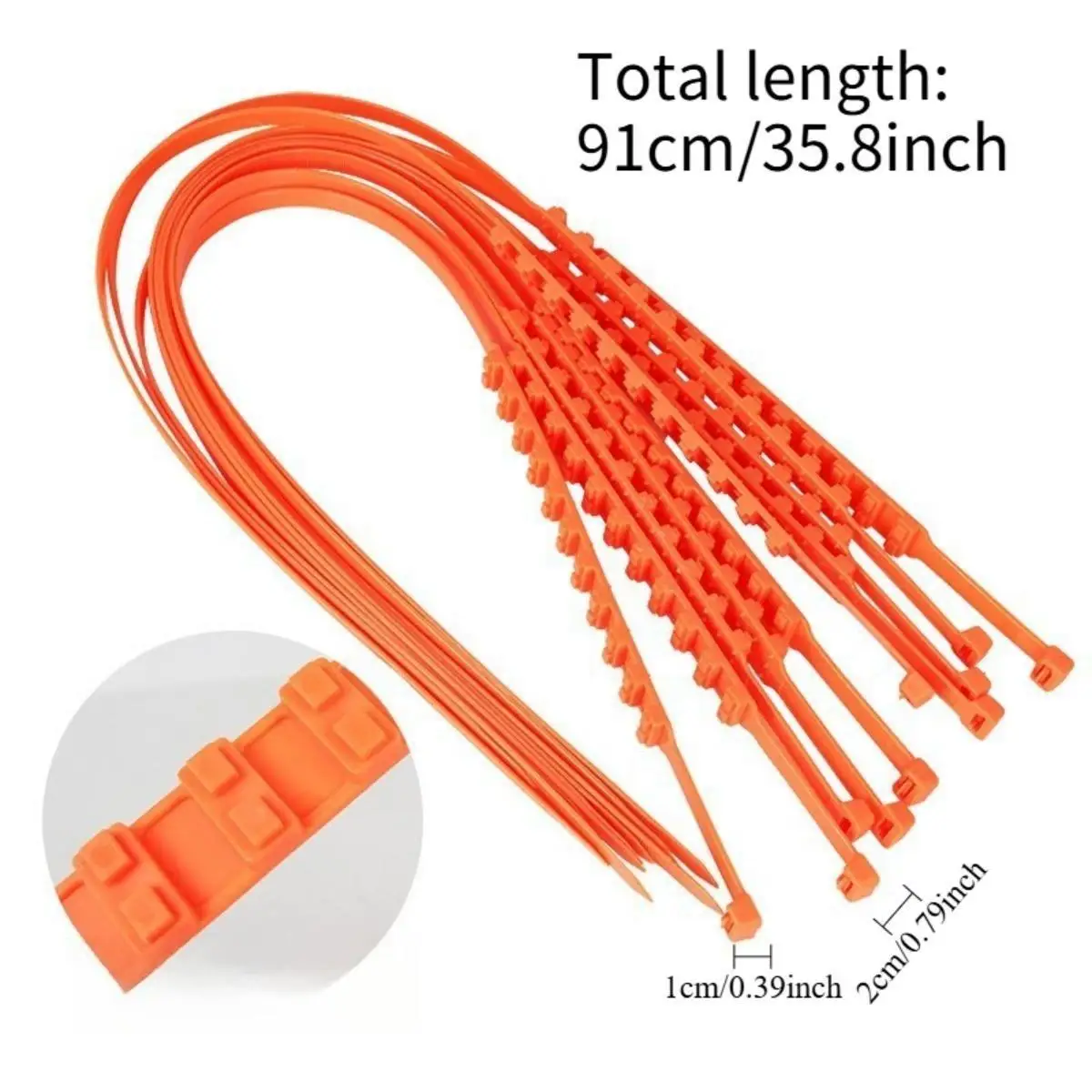 Reusable Snow Tire Chains, 10/20-Pack Orange Emergency Tire Zip Ties for Snow & Ice - Anti-Skid Traction for Cars, SUVs, Trucks
