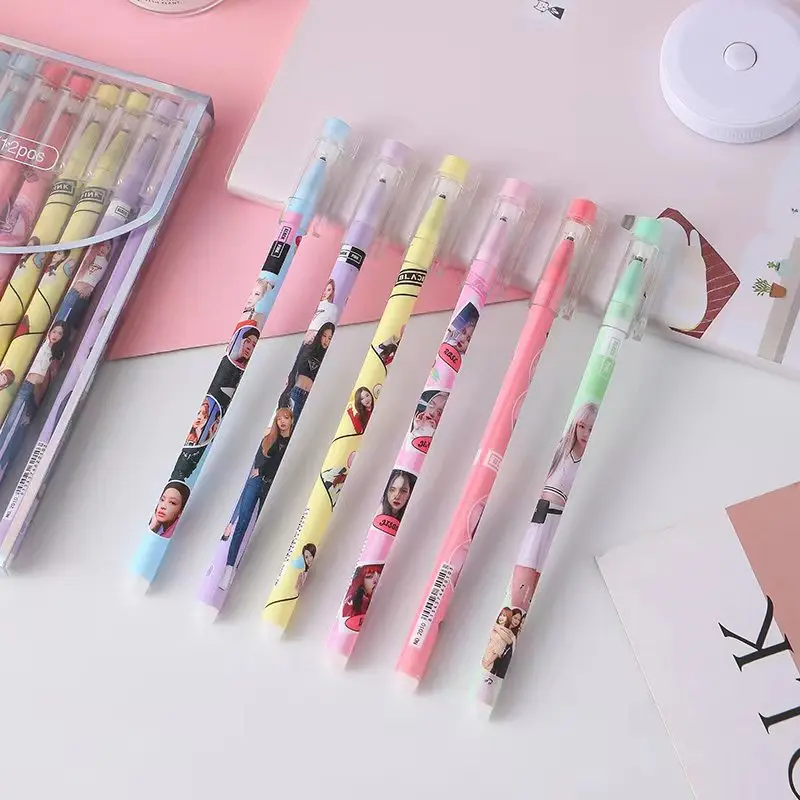 الكورية الأسود الوردي فتاة مجموعة للجنسين القلم القرطاسية مسحوق أسود الصحافة المياه القلم الكورية عالية الجمال قلم أسود هدية