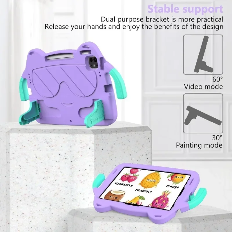 Etui EVA z uchwytem i podstawką dla dzieci na iPada Air 11 2025 2024 Pro 11 10.5 Air 4 5 10.9, pokrowiec na tablet dla iPada 12, 11, 11th, 10th, 9th — zdjęcie produktu 4