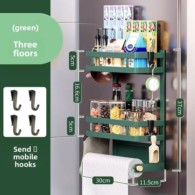 Non-marking installation, no punching, kitchen side storage, plastic wrap hanger, refrigerator rack, towel rack