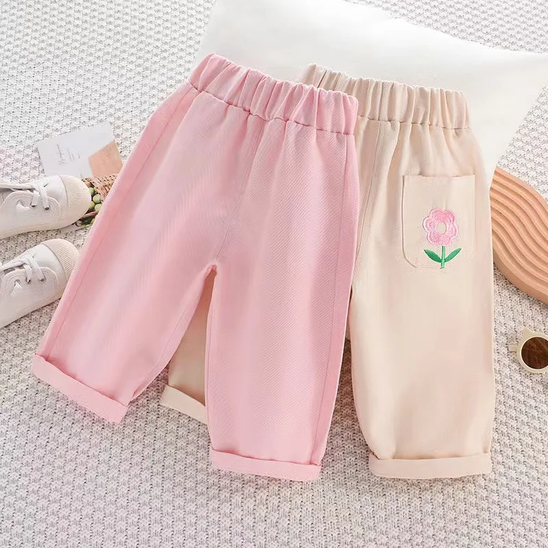 New Arrival Girls pants Straight Cotton Children LooseTrousers Fashion Kid Girls Clothing 2024 New Kids Clothing 2 3 4 5 6 Year