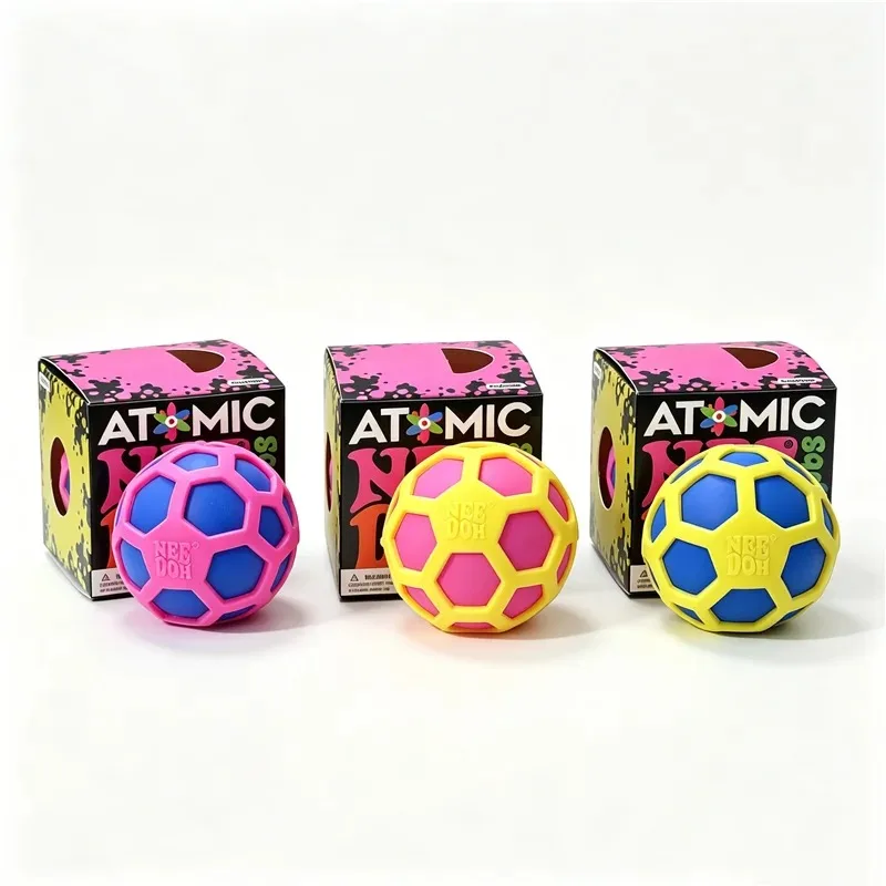 Needoh Atomic Squeeze Ball Fidget Relief Sensory Toy Hollow Grid Design Outer Shell Tactile Carry Anti-stress Squeeze ADHD Toy