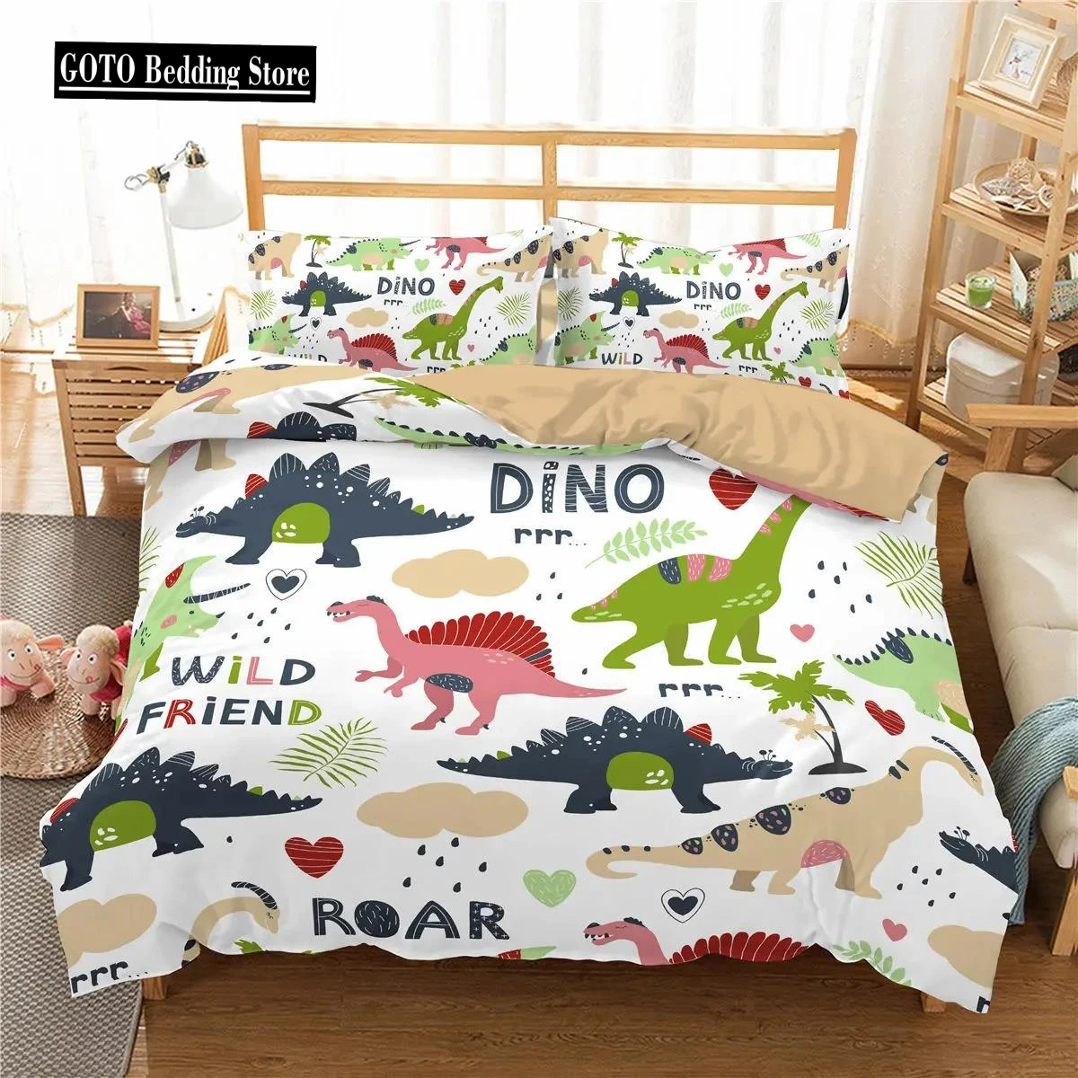 

2021 Bedding Set Adults Children Winter Duvet Cover Sets Kids,twin Full Queen King Bedroom Set 3D dinosaur housse de couette