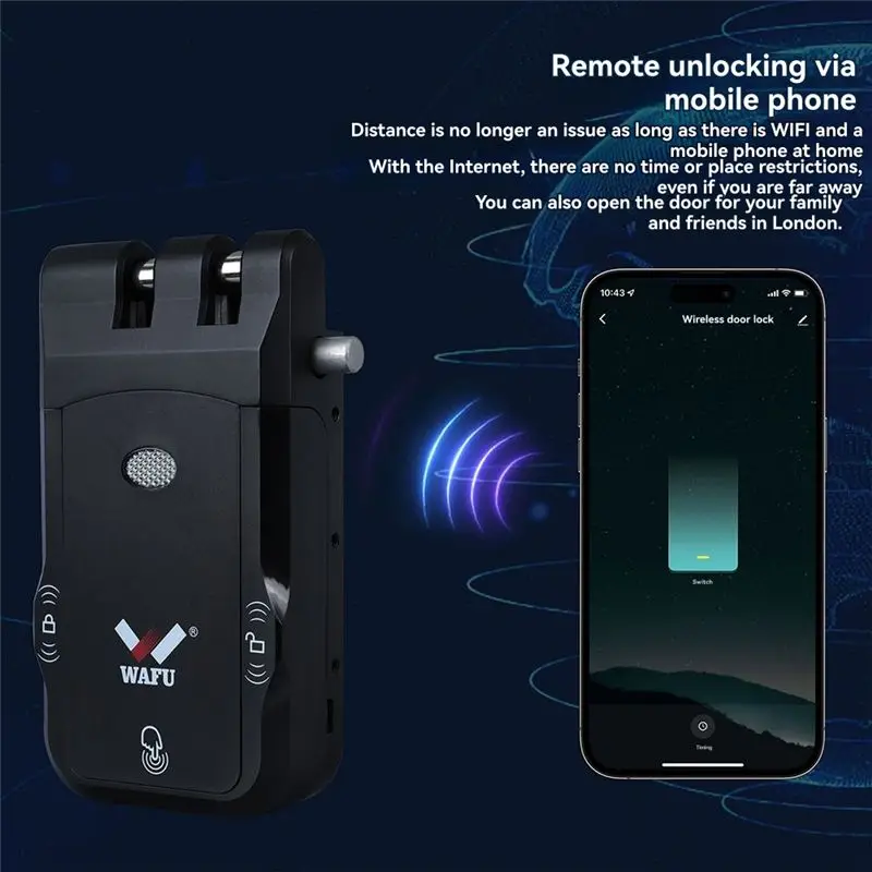 WAFU Wireless Smart Remote Invisibile Door Lock For Office Home Security Fechadura Inteligente Keyless Entry B-ABVP