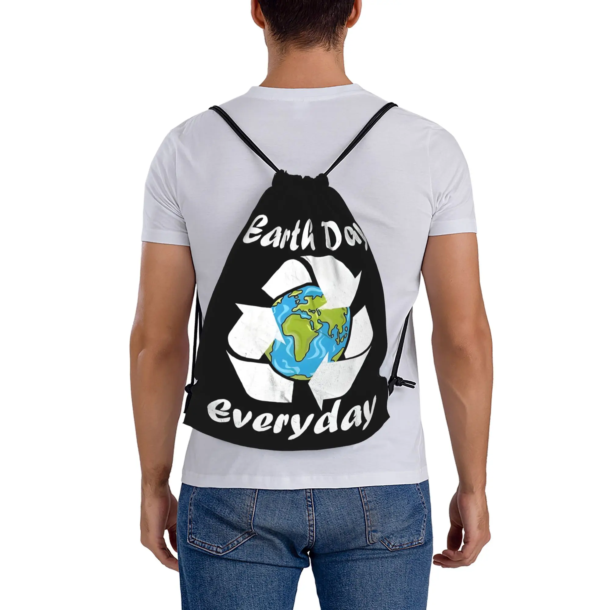 Earth Day Everyday Recycle 1  Multi-function Pocket Men Women Storage Backpack Teenager Travel Bag Print Drawstring Bags