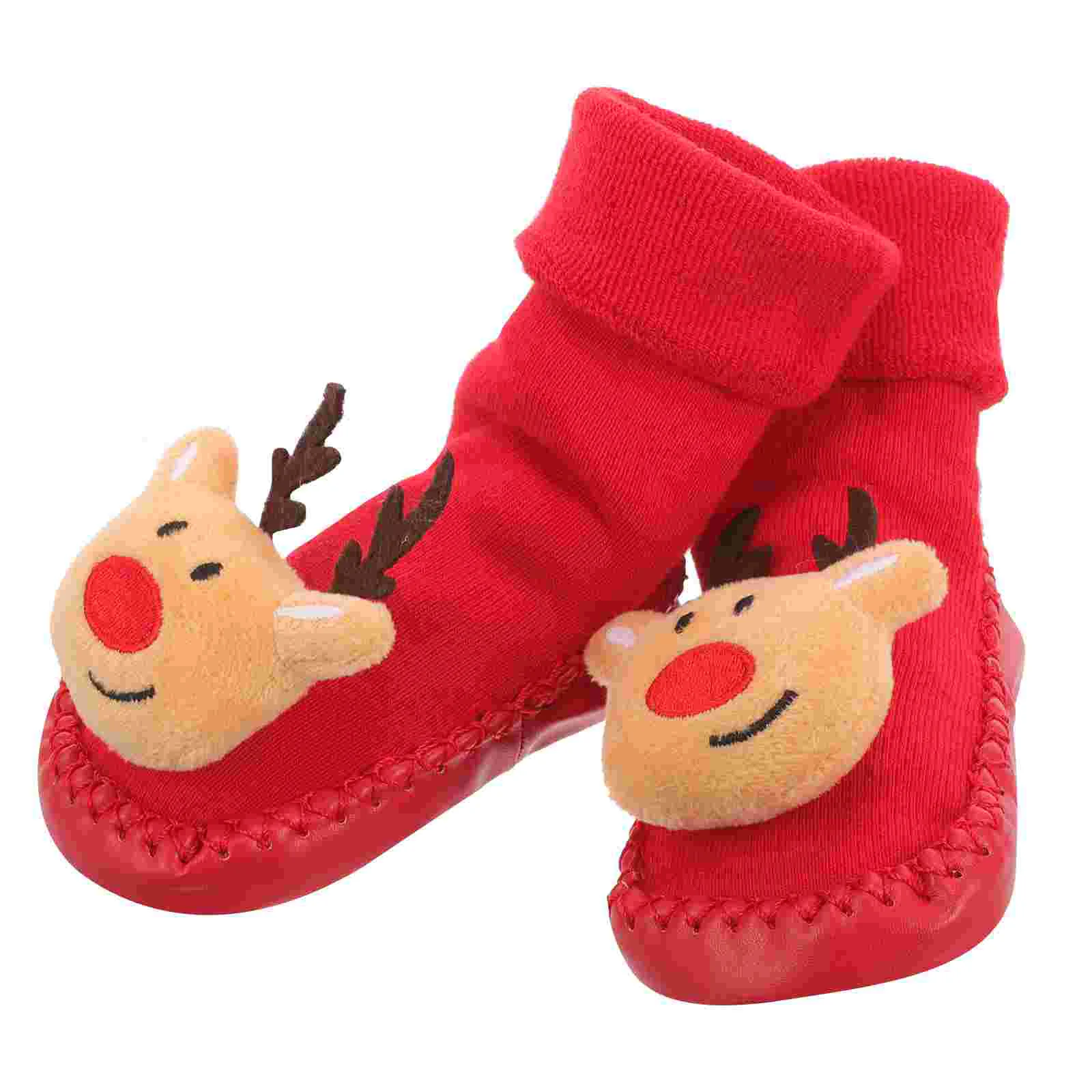 Christmas Baby Shoes and Socks Toddler Floor Boot for Men Kids Combed Cotton Lovely Newborn Booties