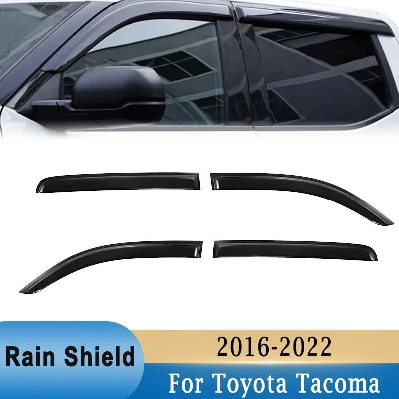 

4Pcs Side Window Rain Awnings Shelters Deflector Windowsheild Wind Sun Visor Ventilation Guard for Toyota Tacoma 2016-2022