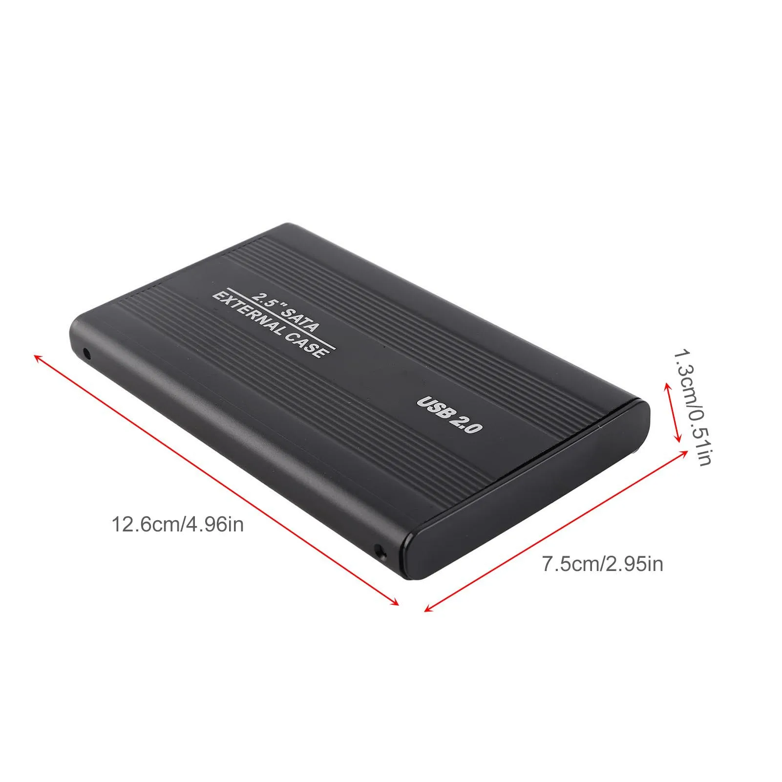 

USB2.0 Portable Hard Disk Case 2.5 Inch External HDD Enclosure USB2.0 Aluminum Alloy Shell Black Not Include Hard Disk