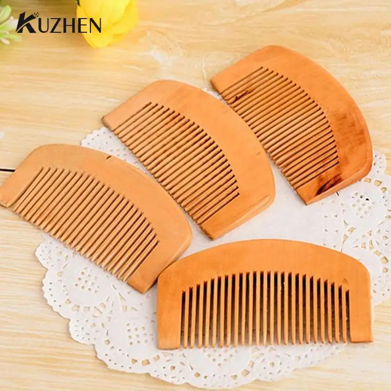 

1pcs Natural Peach Solid Wood Comb Engraved Peach Wood Healthy Massage Anti-Static Comb Hair Care Tool Beauty Accessories