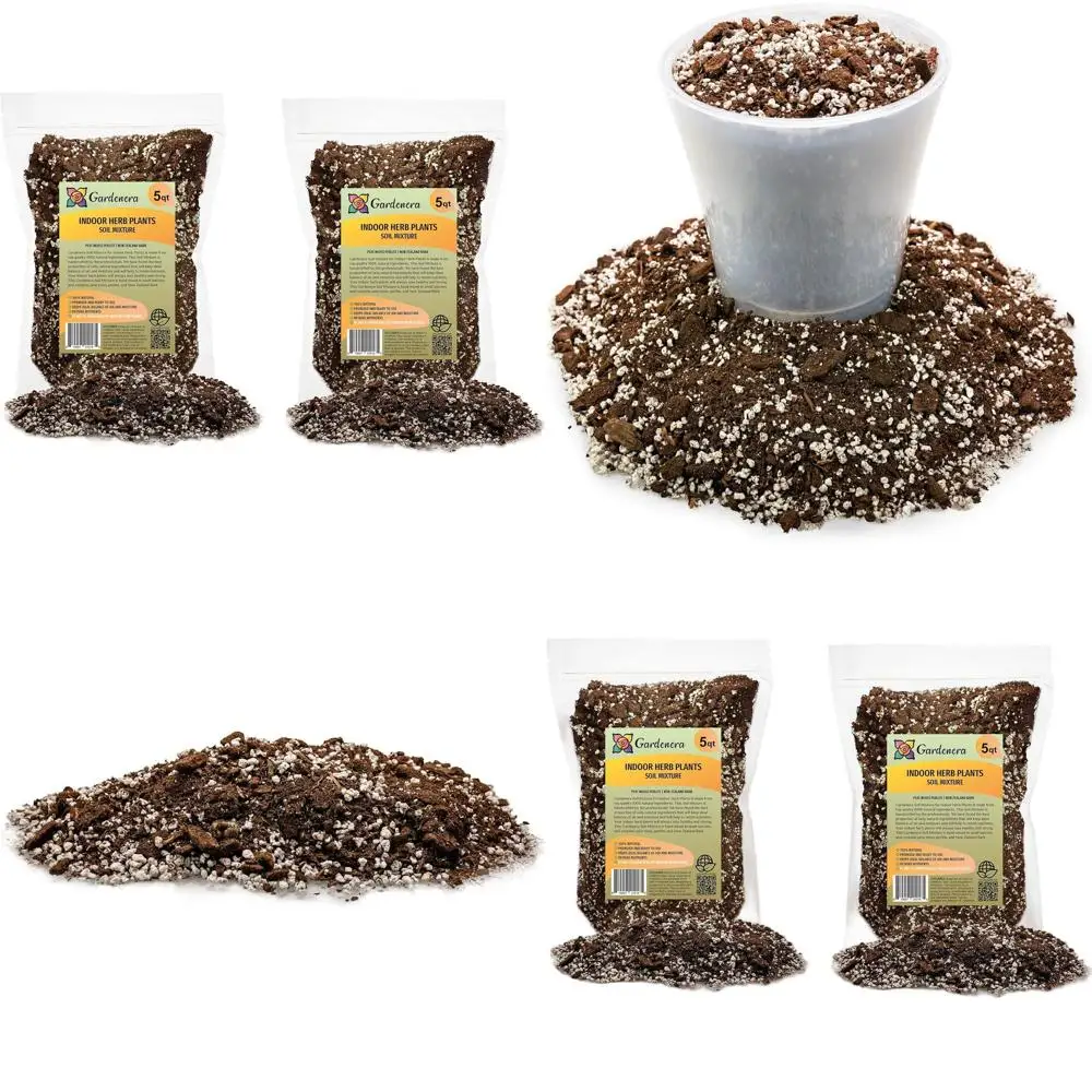 Mezcla de Tierra Premium para Cultivo de Hierbas en Interiores - 10 Cuartos - Ideal para Cultivar Hierbas de Cocina en Interiores (2 Bolsas de 5 Cuartos)