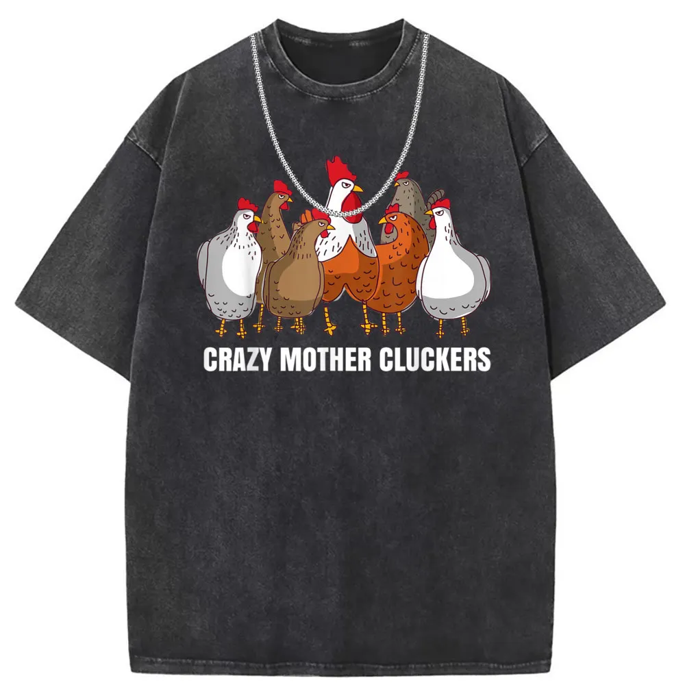 Crazy Mother Cluckers Men Novelty T-shirts Chicken Graphic Sweatshirts Long Sleeve Tees Summer Tshirts Man Holiday Sportswears