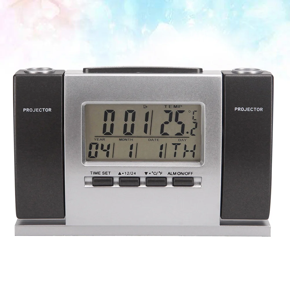 

Digital Clock With Projection Indoor Thermometer Temperature Alarm Silent Lcd Display 12/24 Hour Dual Time Date Function