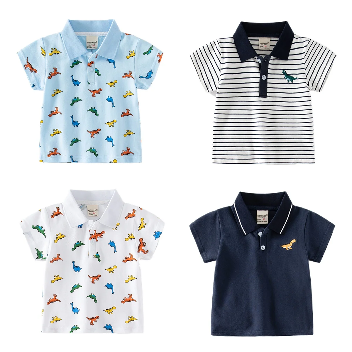 Cute Toddler Boys Polo T-shrits Cute Dinosaur Baby Kids Tops Tees Summer Children's Clothes