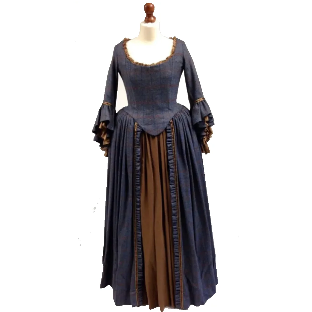 Cosplaydiy Outlander Highland Costume Claire Randall Vintage Highlander Dress Outlander Women Dress Gown Theater Reenactment