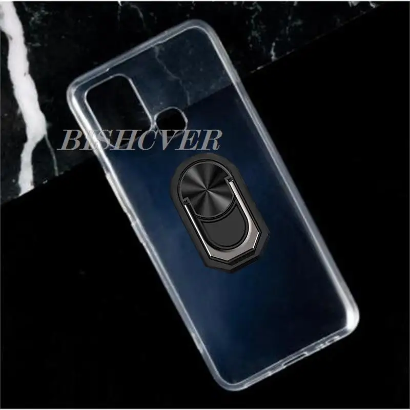 

For Infinix Hot 10S NFC X689B, X689 10T Hot10T X689C Back Ring Holder Bracket Phone Case Smartphone TPU Soft Silicone Cover