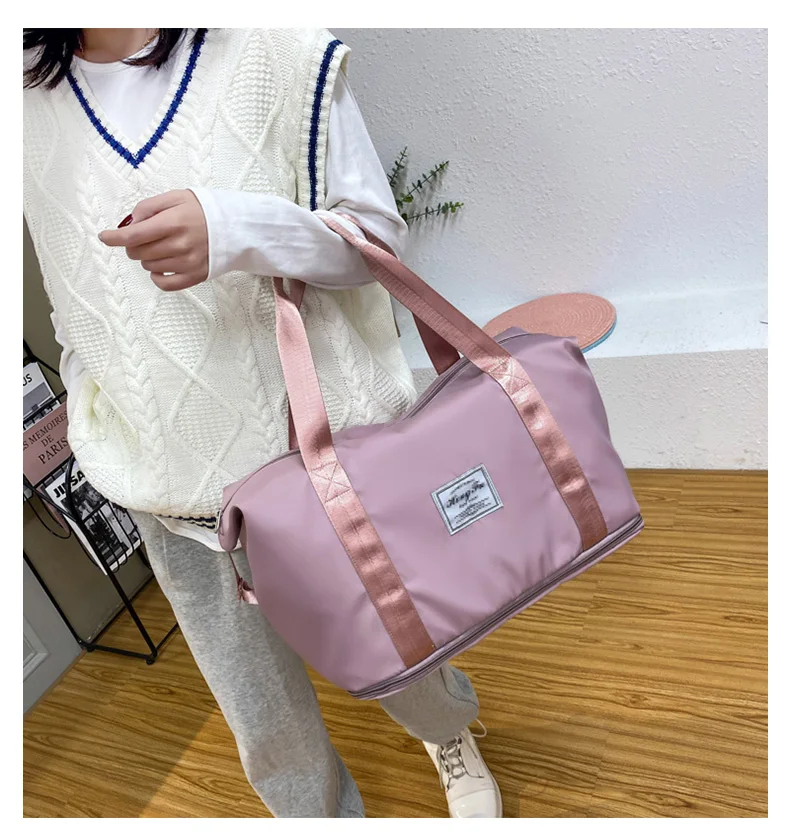 UNIXINU Handgepäck-Reisetasche, Nylon, wasserdicht, für Sport, Fitnessstudio, Tragetaschen für Damen, großes Fassungsvermögen, Aufbewahrung von Gepäck, Handtasche – Detail 9