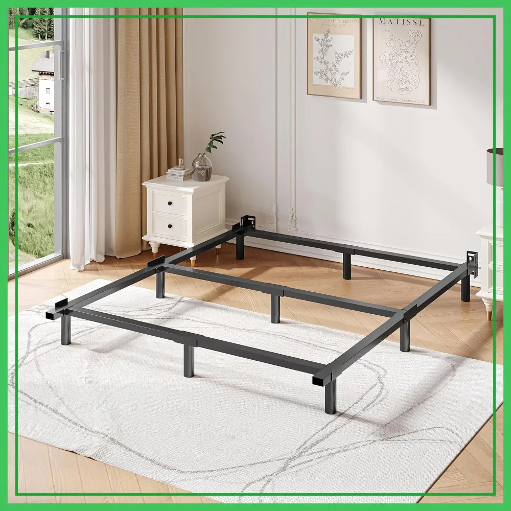 

King Bed Frame, 7 Inch Metal Base, Heavy Duty 9-Leg Support, Easy Assembly, Black