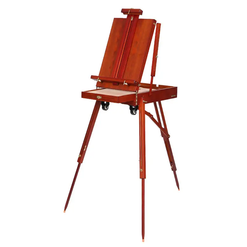 Easel Caballete De Pintura Portable Easel Box Painting Artist Sketch Oil Painting Stand Wood Easel Pull Rod Painting Accessories