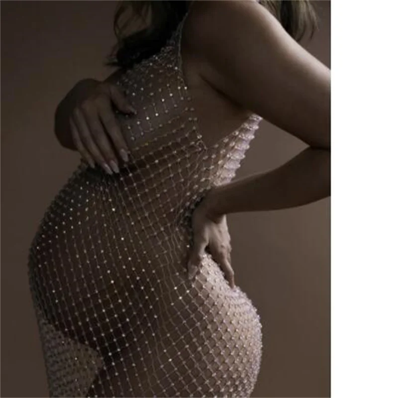 Maternity Dresses Photography Props Fishnet-Like For Sexy Evening Clothes Pregnancy Women Jumpsuit Photo Studio Accessories