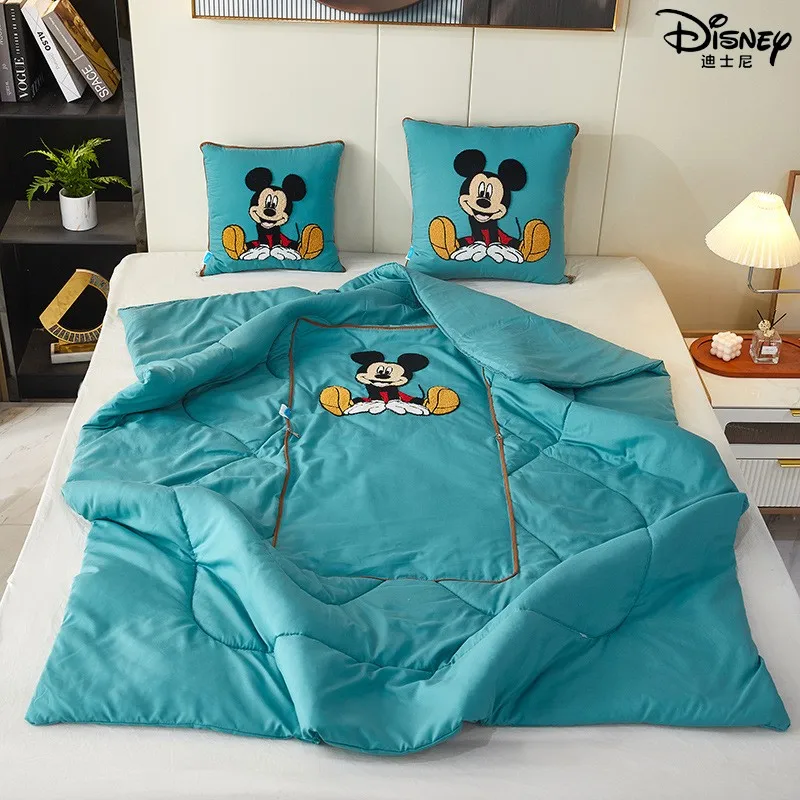 

New Disney Mickey Mouse Cartoon Embroidered Pillow Quilt Two-in-one Student Lunch Break Car Seat Cushion Office Nap Warm Quilt